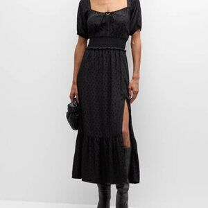 Paige Black Floral Dress M Avonne Floral Square-Neck A-Line Midi NWT Minimalist